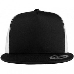 Baseball Caps Flexfit Brand 5 Panel 2 Tone Flatbill Mesh Classic Snapback Cap - Black White - C618688W4WD $12.84