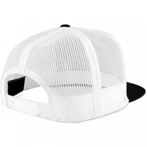 Baseball Caps Flexfit Brand 5 Panel 2 Tone Flatbill Mesh Classic Snapback Cap - Black White - C618688W4WD $12.84