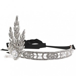 Headbands Great Gatsby Charleston 1920s Vintage Pearls Tiara Headband - Black - C612NS9OWRD $14.24