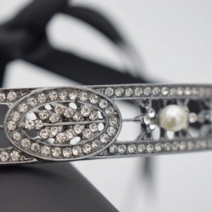 Headbands Great Gatsby Charleston 1920s Vintage Pearls Tiara Headband - Black - C612NS9OWRD $14.24