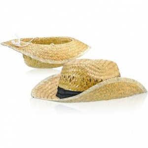 Sun Hats Straw Cowboy Hats - Western Costume Accessory for Men and Women - Soft Fabric Band and Adjustable Chin Strap - CB17Z...