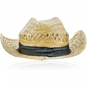 Sun Hats Straw Cowboy Hats - Western Costume Accessory for Men and Women - Soft Fabric Band and Adjustable Chin Strap - CB17Z...