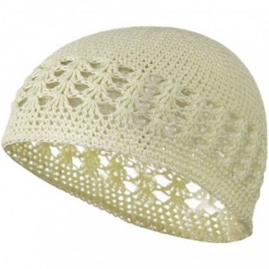 Skullies & Beanies Knit Kufi Hat - Koopy Cap - Crochet Beanie - Cream - CP11644VKY3 $10.88