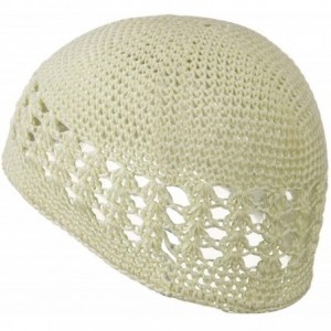 Skullies & Beanies Knit Kufi Hat - Koopy Cap - Crochet Beanie - Cream - CP11644VKY3 $10.88