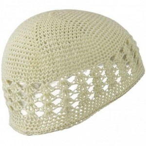 Skullies & Beanies Knit Kufi Hat - Koopy Cap - Crochet Beanie - Cream - CP11644VKY3 $10.88