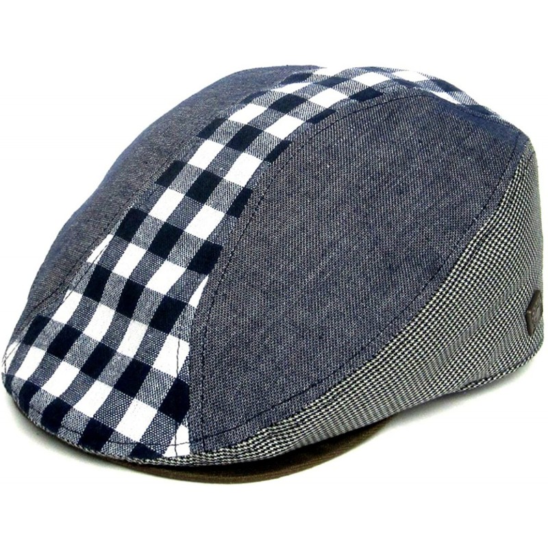 Newsboy Caps Mens Summer Cotton Linen Retro Flat Cap - Marine - CV11XUBZ8FP $52.04