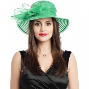 Bucket Hats Lady Derby Dress Church Cloche Hat Bow Bucket Wedding Bowler Hats - Green - CA18ST3DSTW $38.97