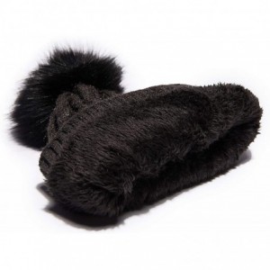 Skullies & Beanies Womens Winter Knit Slouchy Beanie Hat Warm Skull Ski Cap Faux Fur Pompom Hats for Women - Dark Grey - CN18...