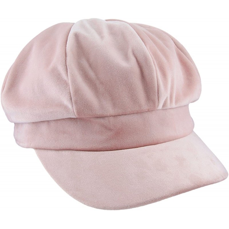 Newsboy Caps Newsboy Hat-Plain Cabbie Visor Beret Gatsby Ivy Caps for Women - F-pink(velvet) - CP188EA487Q $11.06