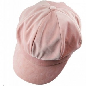 Newsboy Caps Newsboy Hat-Plain Cabbie Visor Beret Gatsby Ivy Caps for Women - F-pink(velvet) - CP188EA487Q $11.06