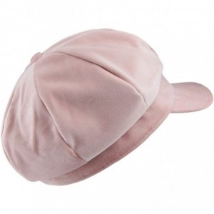 Newsboy Caps Newsboy Hat-Plain Cabbie Visor Beret Gatsby Ivy Caps for Women - F-pink(velvet) - CP188EA487Q $11.06