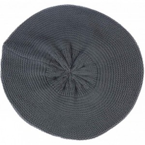 Berets Chic French Style Lightweight Soft Slouchy Knit Beret Beanie Hat in Solid - Dk.gray - CP18LCD5RS7 $9.00