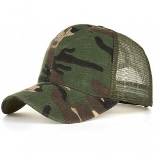 Baseball Caps Men's Hats-Baseball Caps Mesh Camo Hip Hop Casual Summer Hats for Women Men - Army Green - CC18E4322OT $11.34