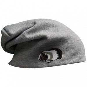 Skullies & Beanies Custom Slouchy Beanie Guinea Pig B Embroidery Skull Cap Hats for Men & Women - Light Grey - CP18A582X02 $3...
