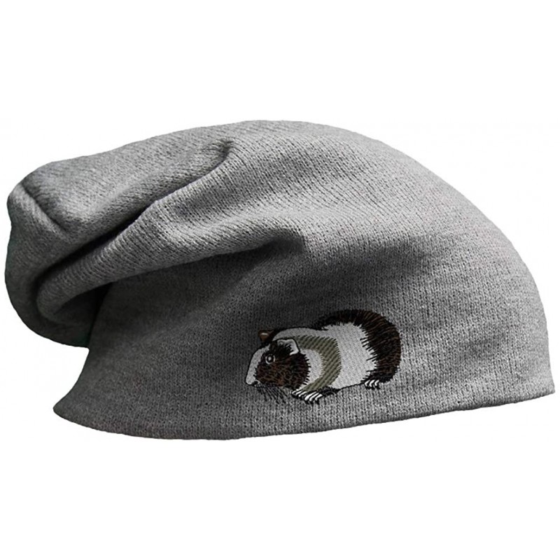 Skullies & Beanies Custom Slouchy Beanie Guinea Pig B Embroidery Skull Cap Hats for Men & Women - Light Grey - CP18A582X02 $1...