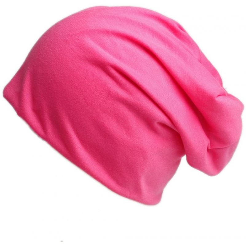 Skullies & Beanies Unisex Oversized Ski Slouch Hat Baggy Slouchy Stretch Beanies Skull Cap - Hot Pink - CF1840LH3LU $11.03