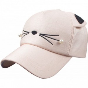 Baseball Caps Women's Cartoon Cat Ears Cap Baseball Sun Hats - Beige - CM188Q33KTX $21.66
