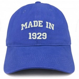 Baseball Caps Made in 1929 Text Embroidered 91st Birthday Brushed Cotton Cap - Royal - CF18C9Y98XE $17.95