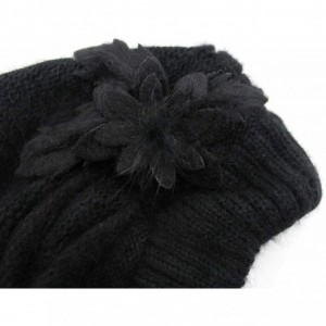 Skullies & Beanies Women's Winter Beret Hat Fleece Lined Soft Warm Beanie Cap with Flower Accent - Black - CP18KNNTOOW $18.20