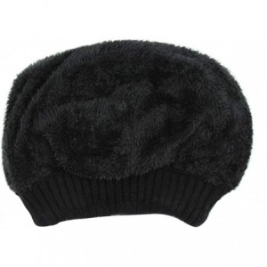 Skullies & Beanies Women's Winter Beret Hat Fleece Lined Soft Warm Beanie Cap with Flower Accent - Black - CP18KNNTOOW $18.20
