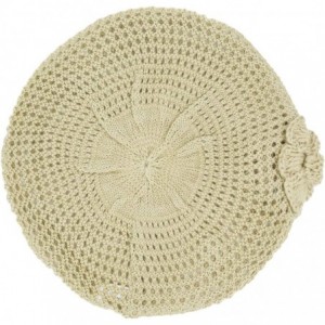 Berets Womens Crochet Hat Flower Beanie Beret Fashion Accessory Lightweight Knit Cap - Beige Net - C712DE380N5 $12.71