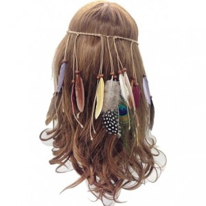 Headbands Women's Feather Braided Headbands Party Boho Tassels Hair Band Headwear - A - C617Z434Y3E $12.27