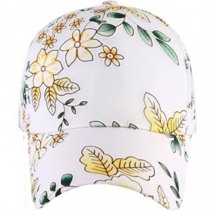 Baseball Caps Womens Floral Print Baseball Cap Adjustable Trucker Baseball Cap - Flower Yellow - CZ18SUSLW8Q $9.52