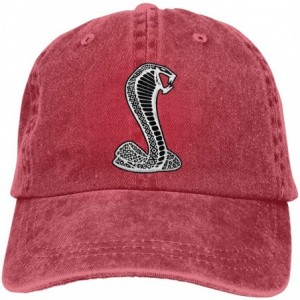 Baseball Caps Black Mustang Cobra Baseball Cap Vintage Adjustable Dad Denim Hats for Unisex - Red - CV196XNI7CT $15.56