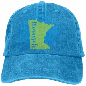 Baseball Caps Men and Women Minnesota State Outline Vintage Jeans Baseball Cap - Royalblue - CJ18E8HKX3H $10.07