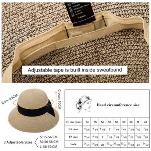 Sun Hats Womens UPF 50 Summer Straw Beach Sun Hat Wide Brim Fashion Fedora Packable & Adjustable - 69087beige - CZ18R3ZQYSS $...