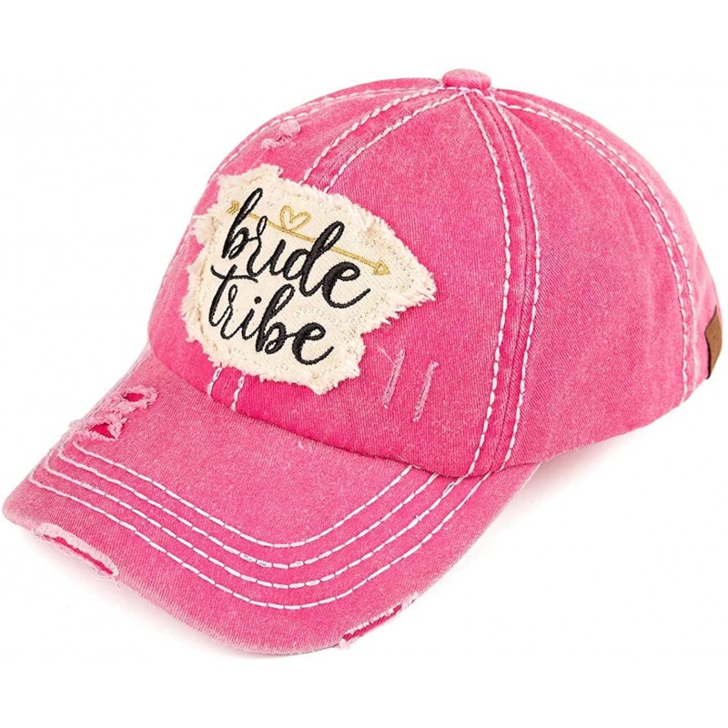 Baseball Caps Womens Bride Tribe Baseball Cap I Do Bachelorette Wedding Party Hat - Bride Tribe - Hot Pink - CT18ROD0TQQ $17.51