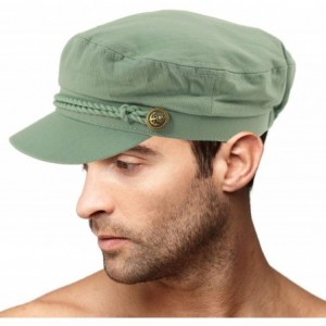 Newsboy Caps Men's Summer Cotton Greek Fisherman Sailor Fiddler Driver Hat Flat Cap - Mint - C918RDDWOO9 $25.65