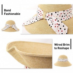 Sun Hats Womens UPF 50 Straw Sun Hat Floppy Wide Brim Fashion Beach Accessories Packable & Adjustable - 91014beige - CB199I0U...