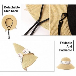 Sun Hats Womens UPF 50 Straw Sun Hat Floppy Wide Brim Fashion Beach Accessories Packable & Adjustable - 91014beige - CB199I0U...