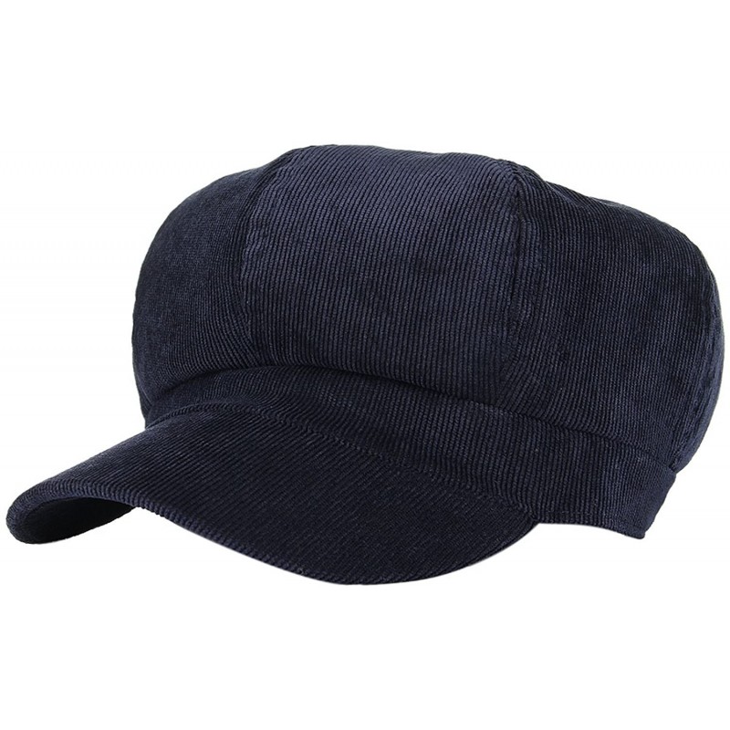 Newsboy Caps Women Corduroy 8 Panel Newsboy Cabbie Cap Peaked Beret Hat - Blue - CE1862CQLAS $7.94