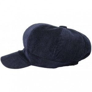 Newsboy Caps Women Corduroy 8 Panel Newsboy Cabbie Cap Peaked Beret Hat - Blue - CE1862CQLAS $7.94