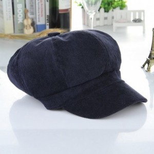 Newsboy Caps Women Corduroy 8 Panel Newsboy Cabbie Cap Peaked Beret Hat - Blue - CE1862CQLAS $7.94