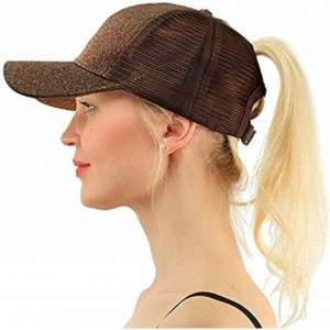 Skullies & Beanies Ponytail Cap Messy Trucker Adjustable Visor Baseball Cap Hat Unisex - Glitter Coffee - CP18EYIG6YE $16.58