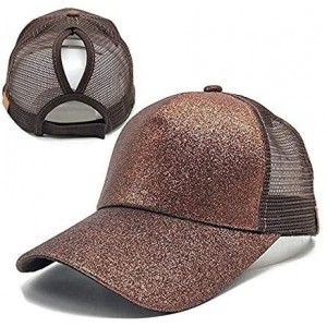 Skullies & Beanies Ponytail Cap Messy Trucker Adjustable Visor Baseball Cap Hat Unisex - Glitter Coffee - CP18EYIG6YE $16.58