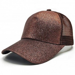 Skullies & Beanies Ponytail Cap Messy Trucker Adjustable Visor Baseball Cap Hat Unisex - Glitter Coffee - CP18EYIG6YE $16.58