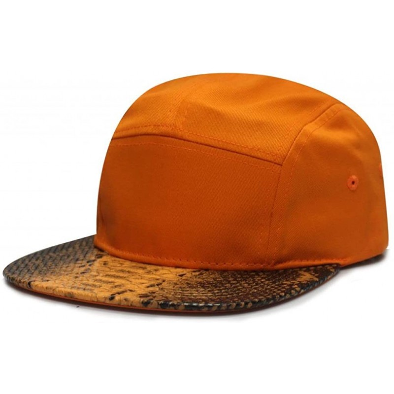 Sun Hats Snake Skin 5 Panel Biker Hat - Orange/Orange - CW11DXFFT3J $12.34