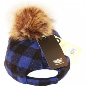 Baseball Caps Buffalo Plaid Baseball Caps with Fuax Fur Pom Pom - Royal - CH12MAKEKSU $19.03