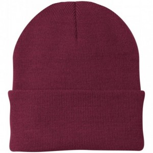 Skullies & Beanies Port & Company Men's Knit Cap - Maroon - CJ114V1UX9J $11.19