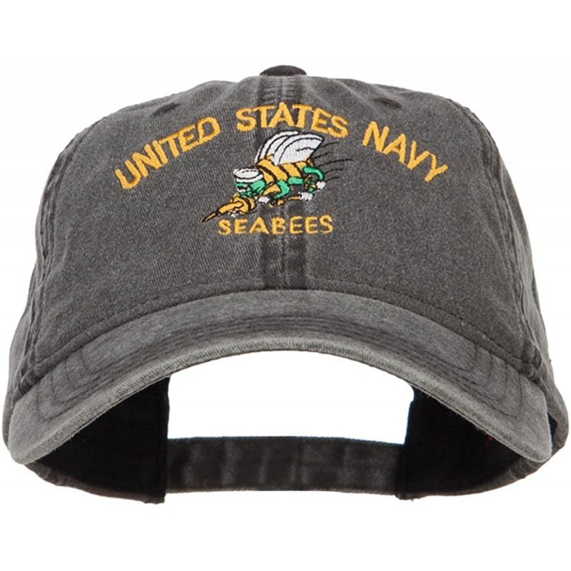 Baseball Caps US Navy Seabees Embroidered Washed Cap - Black - CD183RDU8HM $19.23