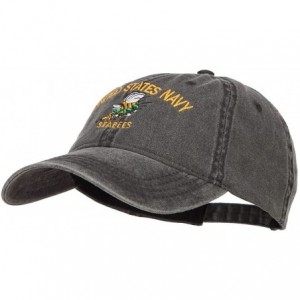 Baseball Caps US Navy Seabees Embroidered Washed Cap - Black - CD183RDU8HM $19.23