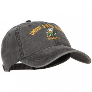 Baseball Caps US Navy Seabees Embroidered Washed Cap - Black - CD183RDU8HM $19.23