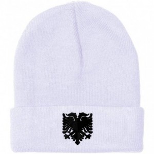 Skullies & Beanies Custom Beanie for Men & Women Albanian Eagle Black Embroidery Skull Cap Hat - White - C918ZS433X4 $13.12