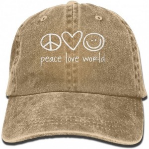 Baseball Caps ONE-HEART HR Peace Love World Baseball Caps Denim Hats for Men Women - Natural - C7180MZUKX6 $18.62