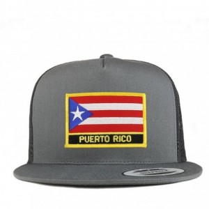 Baseball Caps Puerto Rico Flag 5 Panel Flatbill Trucker Mesh Snapback Cap - Charcoal - CP18DOGKUE7 $17.43