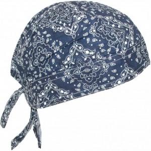 Newsboy Caps Men's Cotton Unlined Paisley Biker Do Rag Cap - Navy - CK11RTLZAL3 $10.44